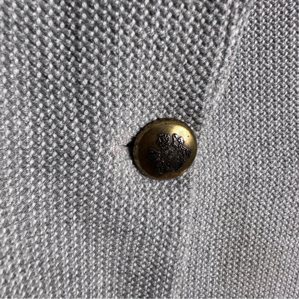 ZARA Gray Blazer Waffle Weave Structured Coat Gold Buttons Fitted Size Medium - Picture 6 of 9